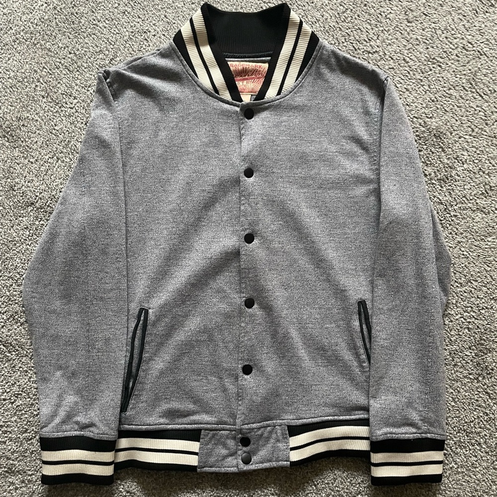 Blue-gray bomber/varsity jacket